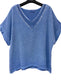 COTTON/LINEN SEQUIN TRIM TOP - 10-16 - BLUE