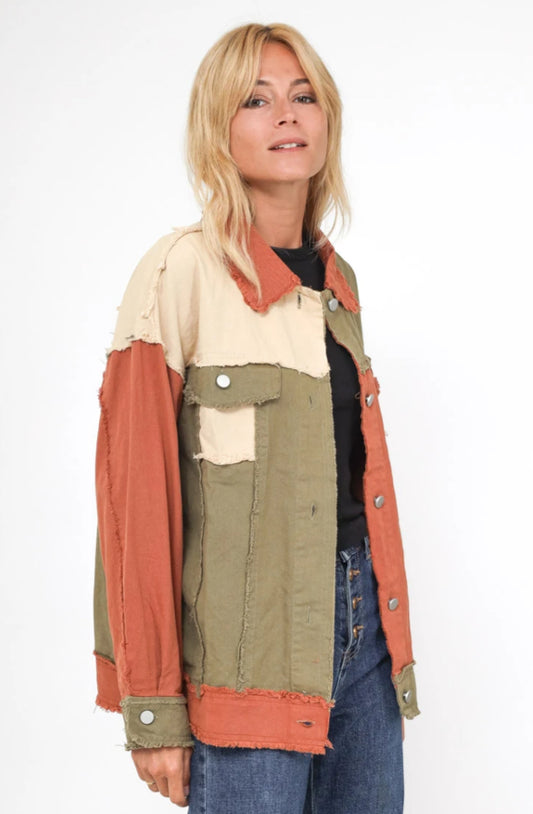COTTON COLOUR BLOCK JACKET - S,M,L & XL