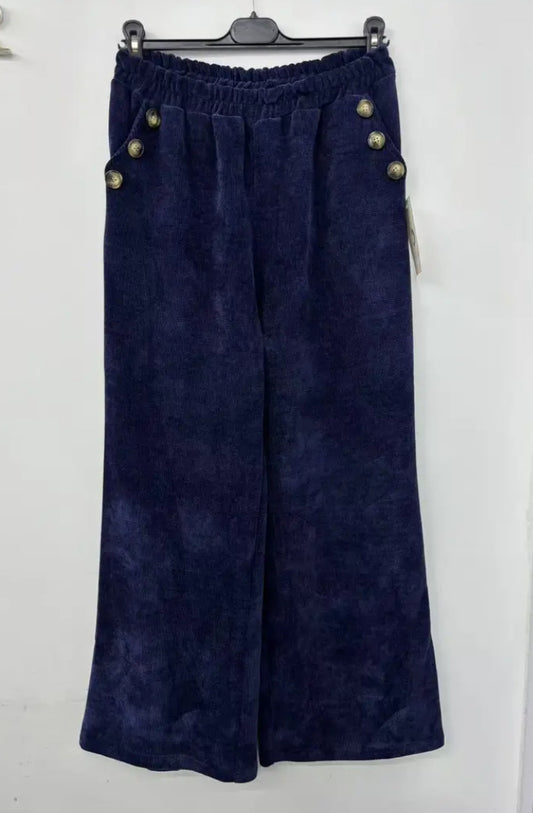 VELOUR PALAZZO- 10-16 - NAVY