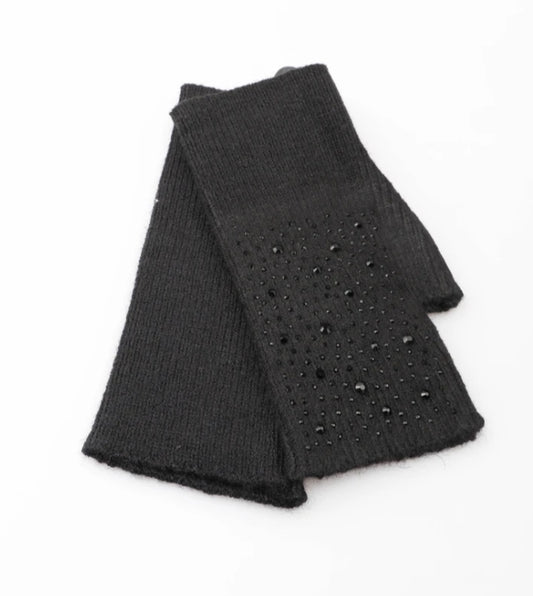 WOOL BLEND CRYSTAL FINGERLESS GLOVES