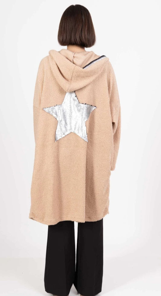 TEDDY SEQUIN STAR JACKET - 10-16/18 - BEIGE