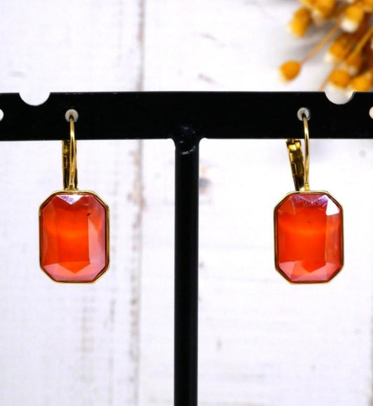 ORANGE RECTANGULAR DROP EARRINGS