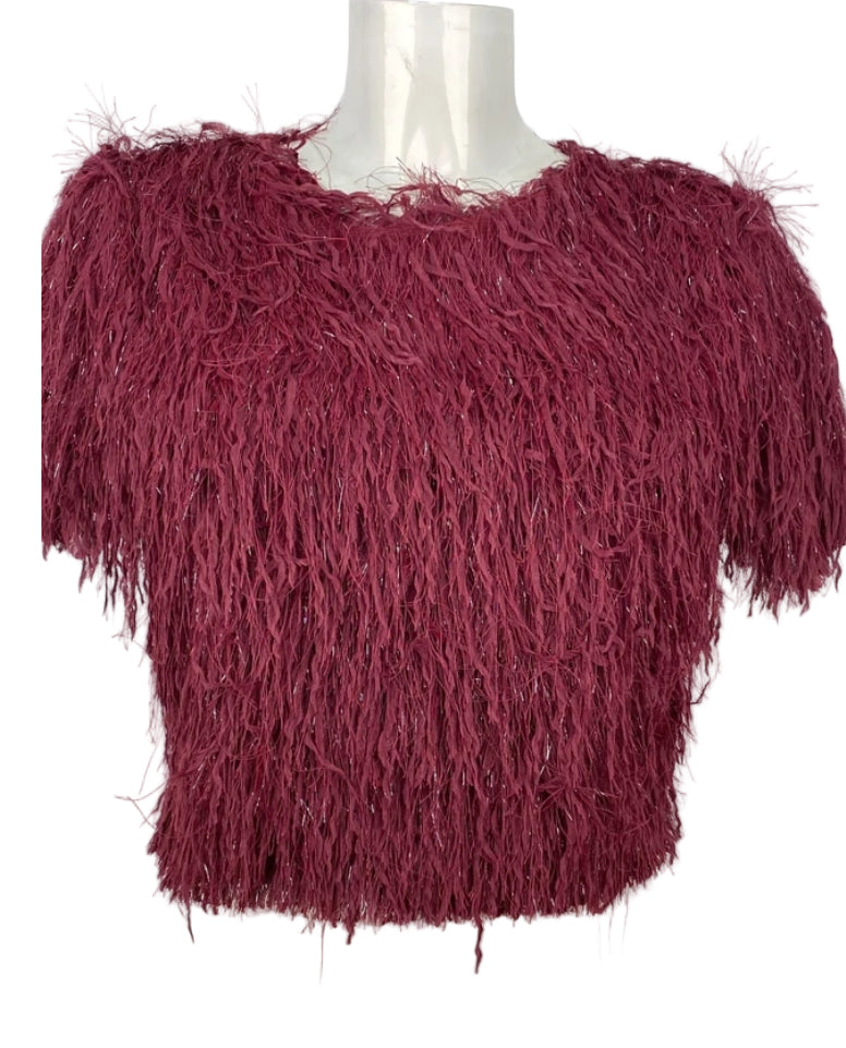 TEXTURED TOP - 8-14 - BURGUNDY
