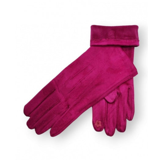 VELOUR GLOVES - FUSCHIA