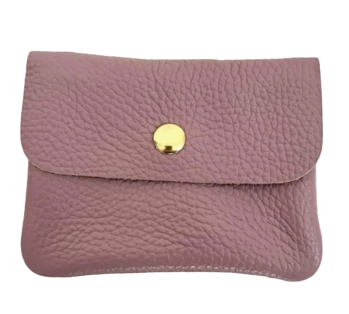 LEATHER CARD WALLET - ROSE