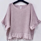 COTTON/LINEN FRILL HEM TOP - 10-16 - PINK