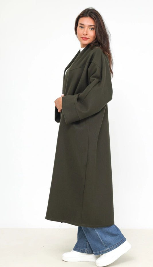 SEAM DETAIL OVERSIZED COAT - 10-16 - KHAKI