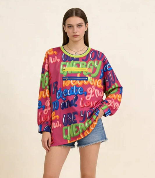 PRINT LONG SLEEVE TEE - 10-16