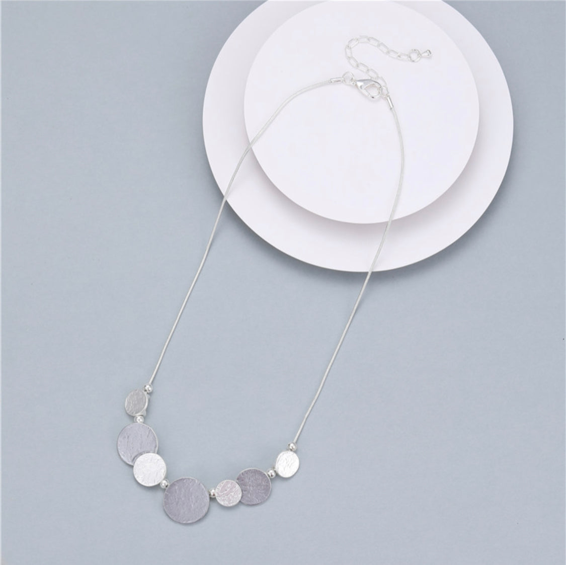 MATT SILVER DISC NECKLACE