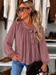 CHECK BOW BLOUSE - 8-14 - BURGUNDY