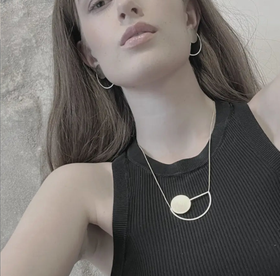 DNSK SEMI-CIRCLE TWO TONE ADJUSTABLE NECKLACE