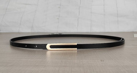 SLIM LEATHER BELT - BLACK