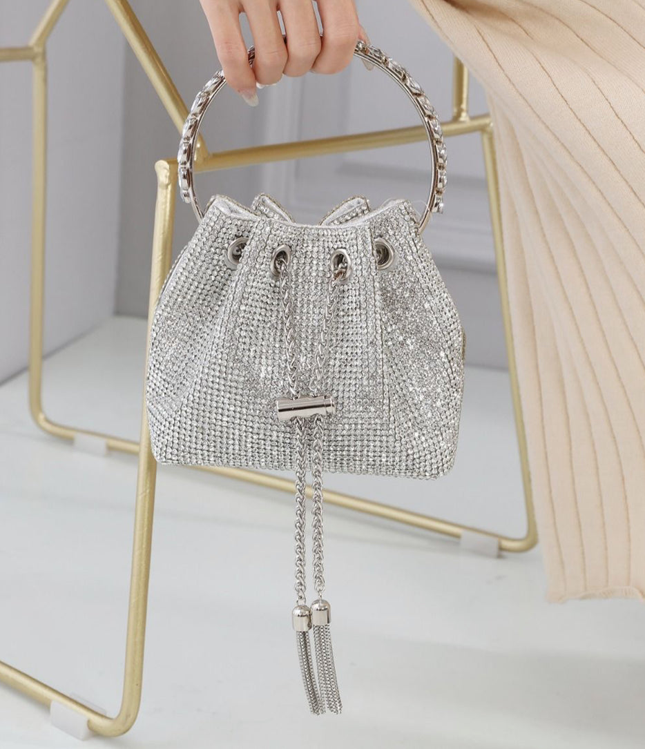 SILVER CRYSTAL OCCASION BAG