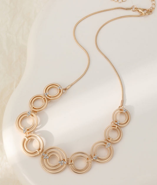 CRYSTAL CIRCLES NECKLACE - GOLD