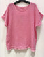 LINEN/COTTON RAW EDGE TEE - 10-16 - FUSCHIA