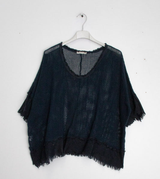 COTTON MESH TOP - 10-16 - NAVY