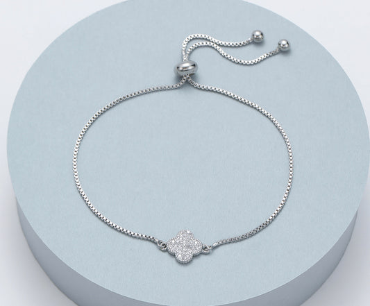 DIAMANTÉ PETAL TOGGLE BRACELET - SILVER