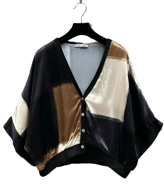 SATIN BLOCK COLOUR CARDI - 10-16