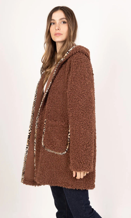 ANIMAL TRIM TEDDY COAT - 10-16 - BROWN