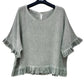 FRILL TRIM COTTON LINEN TOP - 10-16
