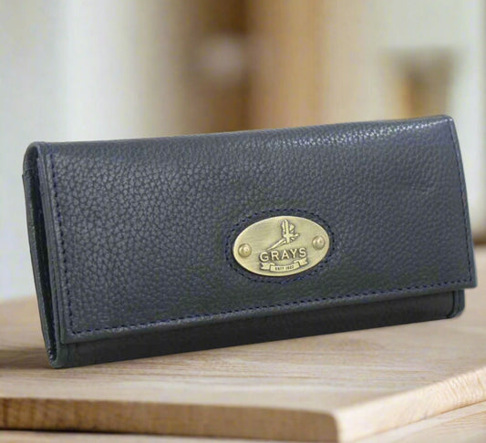 LEATHER LOGO WALLET - NAVY