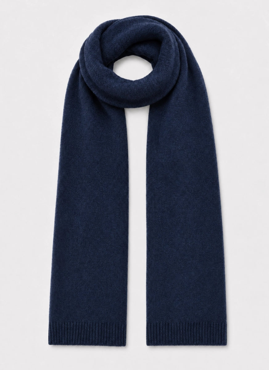 CASHMERE & MERINO WOOL SCARF - NAVY
