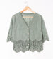 COTTON LACE DETAIL TOP - 8-14 - KHAKI