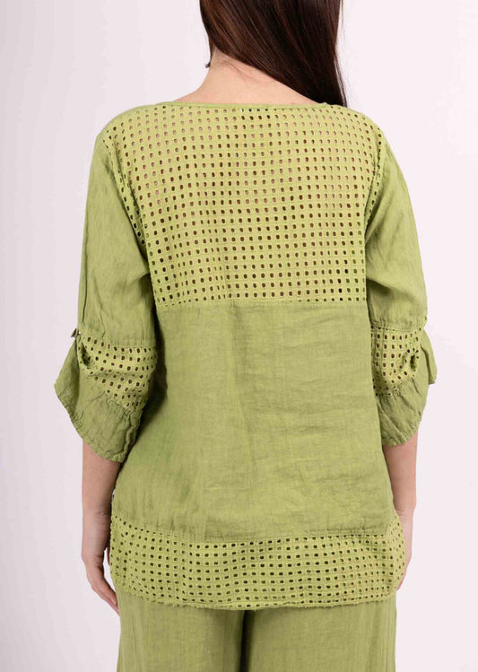 LINEN MESH DETAIL JACKET - 10-16 - LIME