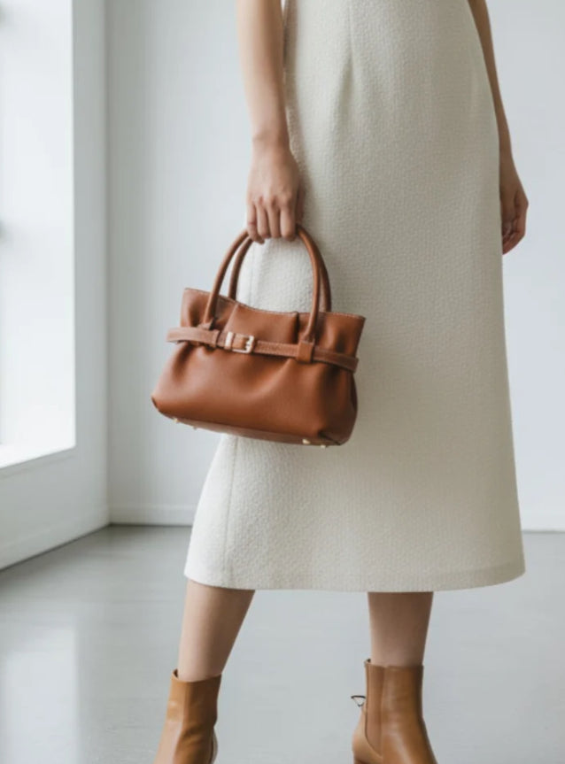 TOTE WITH LONG HANDLE - TAN