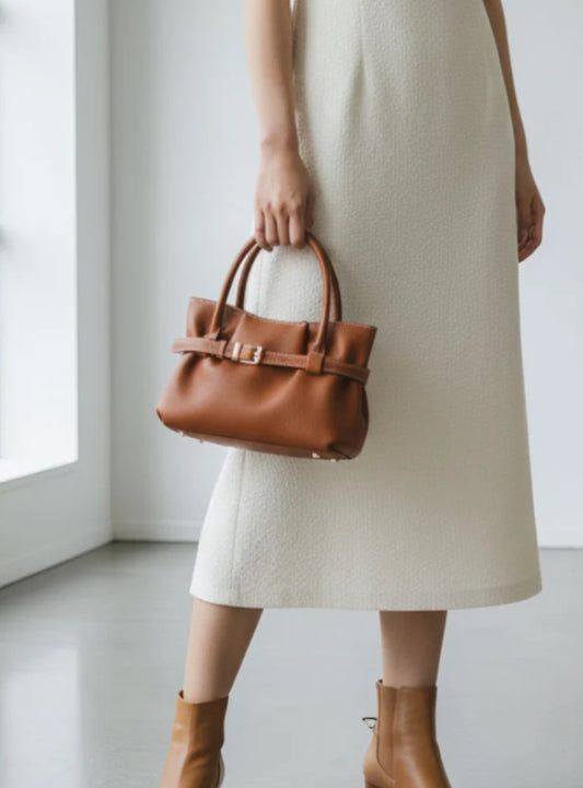 TOTE WITH LONG HANDLE - TAN