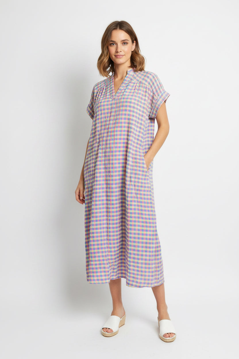 COTTON BLEND GINGHAM DRESS - 10-16