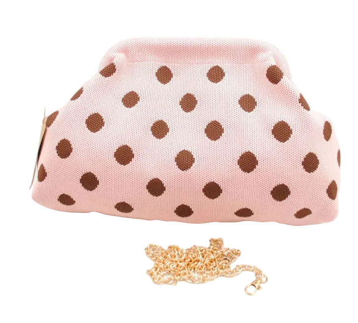 POLKA CLUTCH BAG - PINK