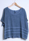 LINEN/COTTON PLEAT TOP - 10-16 - DENIM BLUE