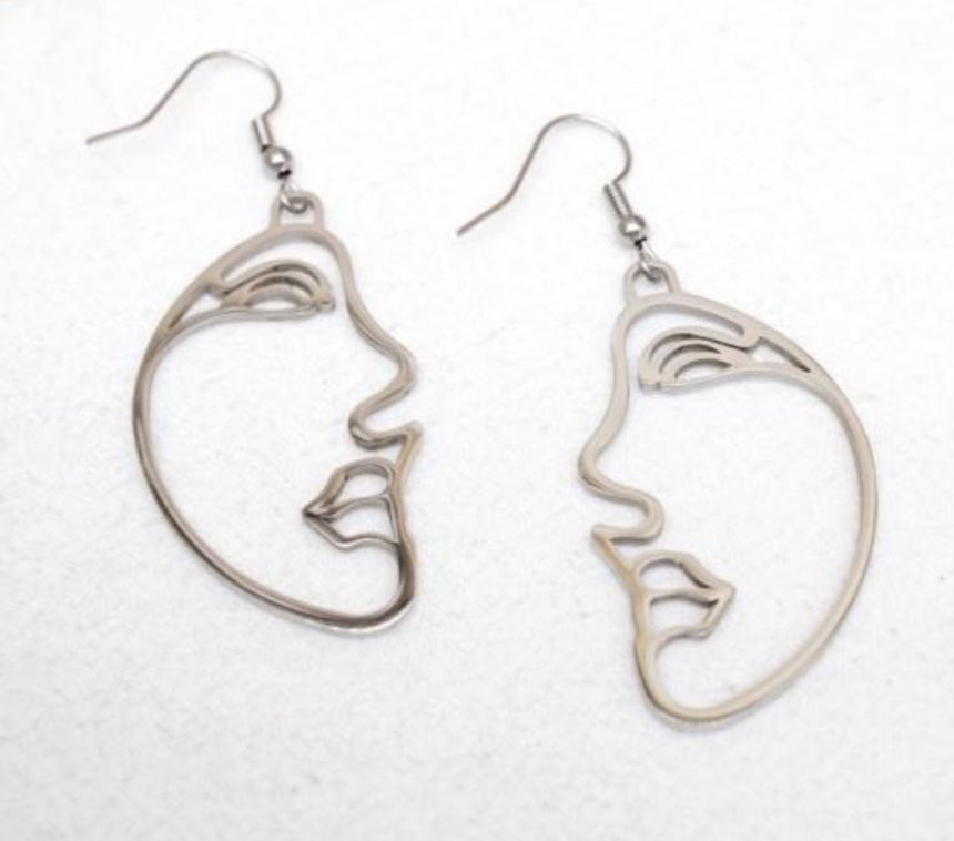 PORTRAIT SILVER DROP EARRINGS