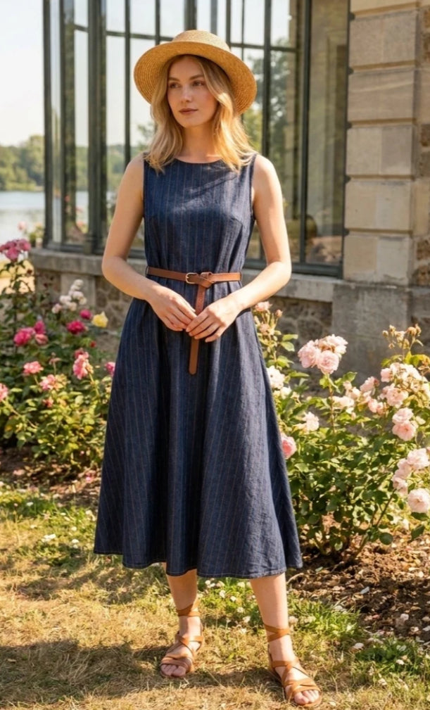 STRIPE DENIM MAXI DRESS - 8-12