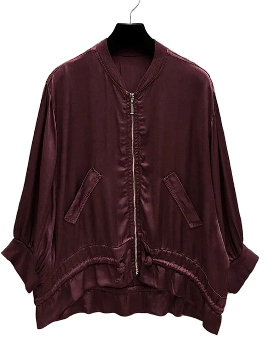 SATIN BOMBER - 10-16 - BURGUNDY