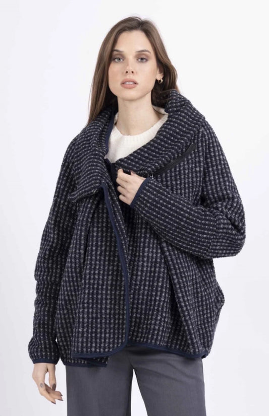 ASYMMETRIC ZIP JACKET - 10-16 - NAVY