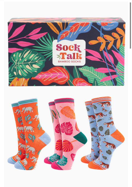 GIFT BOX SET - BAMBOO SOCKS ANIMAL TROPICAL