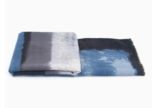 WATERCOLOUR PRINT SCARF - BLUE
