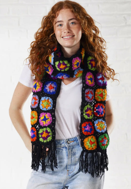 100% WOOL GRANNY SQUARE SCARF