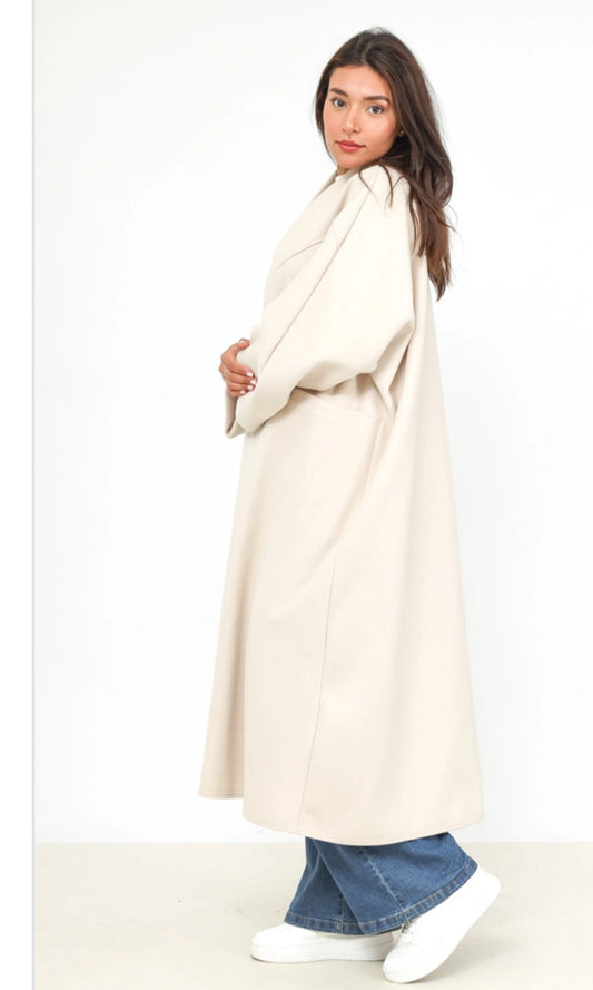 SEAM DETAIL OVERSIZED COAT - 10-16 - CREAM