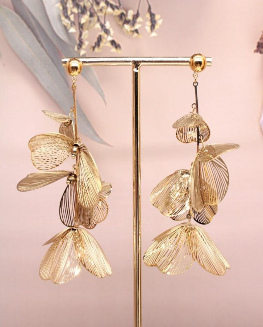 GOLD PETAL STATEMENT EARRINGS