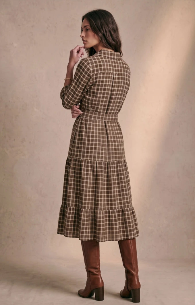 COTTON BLEND BELTED SHIRT DRESS - 10-16 - CAMEL