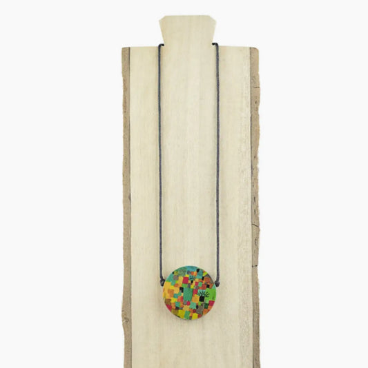 DECOUPAGE WOODEN NECKLACE