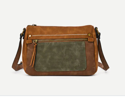 ZIP CROSSBODY - CAMEL & KHAKI