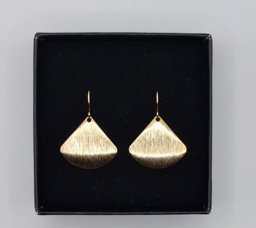 AURALINA BRASS FAN EARRINGS