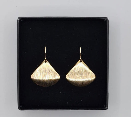 AURALINA BRASS FAN EARRINGS