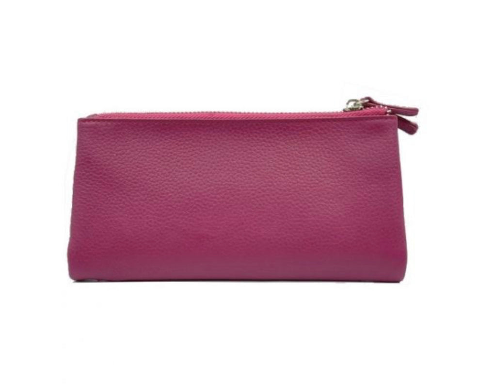 100% LEATHER WALLET - FUSCHIA