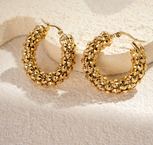 FACET HOOP STAINLESS STEEL EARRINGS