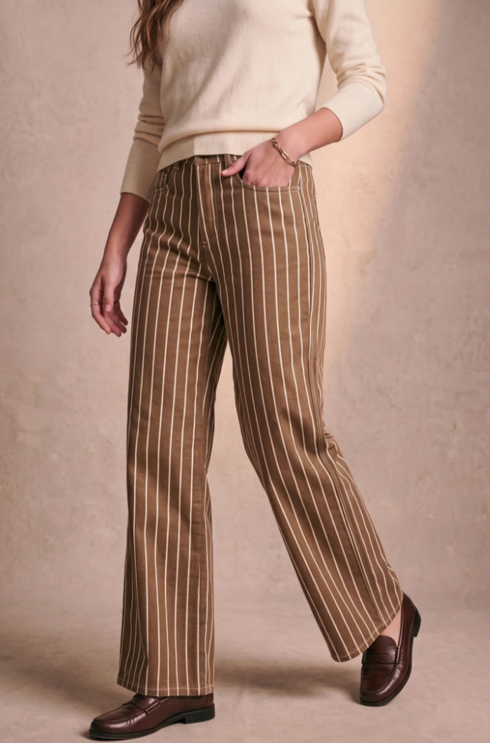 STRIPE COTTON PANTS - 10-14 - CAMEL